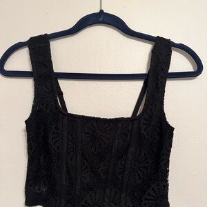American Eagle Outfitters Black Lace Crop Top
